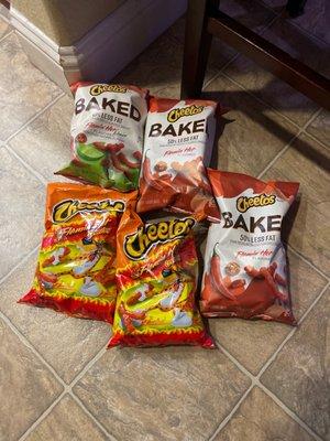 As you can see, I only had 2 normal Hot Cheetos ($5.19) and 3 Baked Hot Cheetos ($2.99).