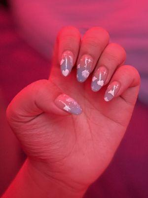 Dip powder gradient with clouds and stars done by CINDY