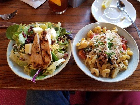 Colony Salad with Grilled Chicken; and Freedom Pasta with Grilled Chicken