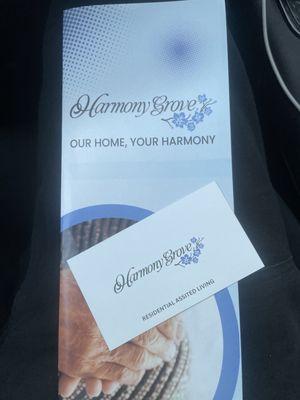 Brochure and business card for my assisted living business