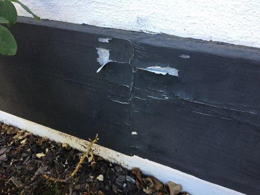 While paint has peeled in places we repaired, this portion of our house had not been repaired - and still peeled.