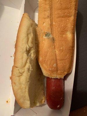 Molded hot dog bun.