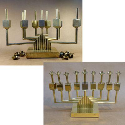 Modern menorah by Yaacov Agam, before and after treatment