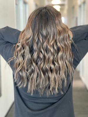 Balayage with a root shadow