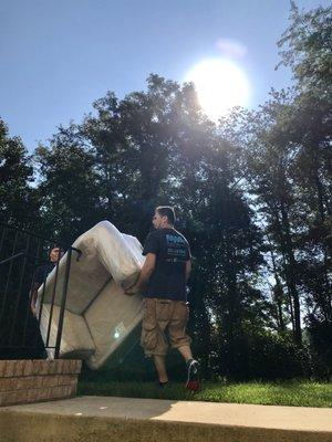 Moving the loveseat from the basement