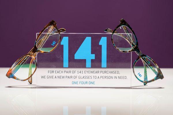 STL offers frames from companies that give back! Each time you buy a 141 frame, 141 gives a pair of glasses to a person in need.