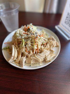 Southeast Asian salad (with added chicken) ($13). Sadly, very bland.