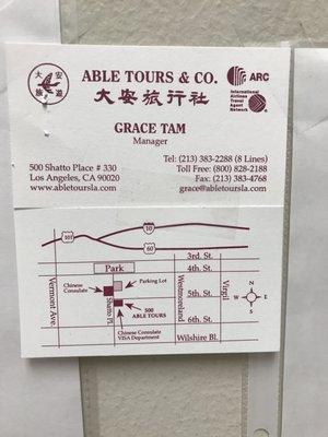 Business card with map.