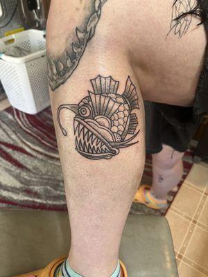 Angler fish on my calf!