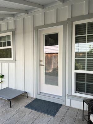 New door to dining room.