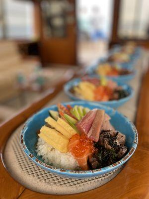 The ocean air gives great appetites- and the sea provides custom sushi created aboard