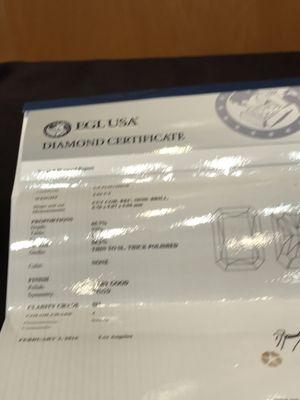 4.04 carats EGL certificate