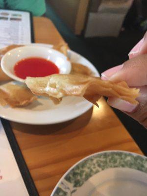 Flattest crab Rangoon I've ever eaten.