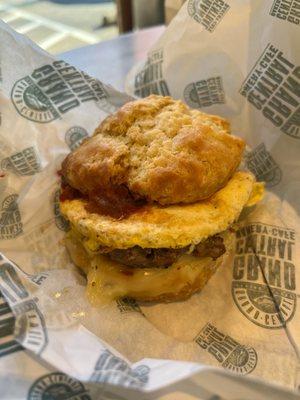 Sausage egg biscuit