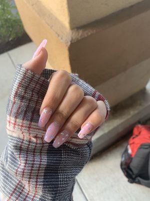 Acrylic Pink Nails With Tip and Design