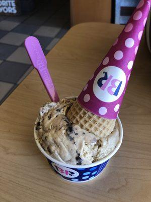 Thursday, June 20, 2019: scoop of Eleven's Heaven ice cream with sugar cone.