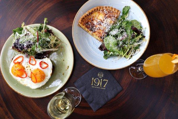 Brunch! 
L: The 1917 Avocado Toast 
R: Italian Sausage Quiche