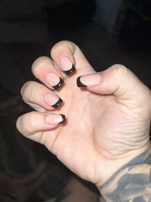 Full set, black French tip