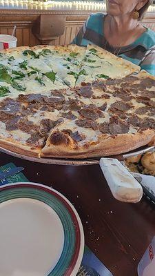 1/2 meatball and half white spinach pie