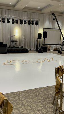 Dance floor wrap with initials