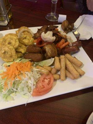 Bali's appetizer the yuca was cold an I give complain they bought fresh ones but went good came the beens was cold .