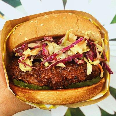 The Hot Hunny Fried Chicken sandwich - totally plant-based and staggeringly delicious.