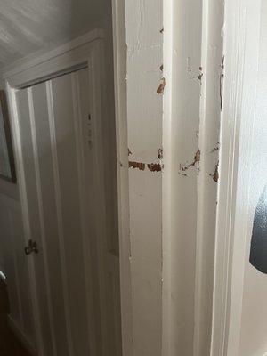 Door frame scratched by Peace of Mind Appliances