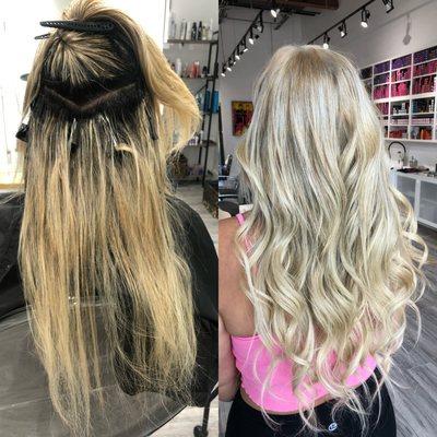 A tape in extensions install and full highlight by Jaysie