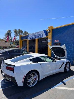 2019 Corvette in for service by the best caring team at Woodside Auto these guys never let me down.