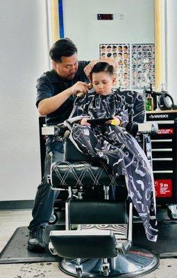 Jason cutting my youngest sons hair.