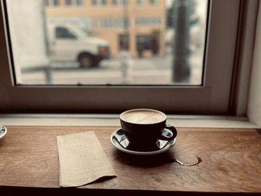 Latte and people watching from my seat.