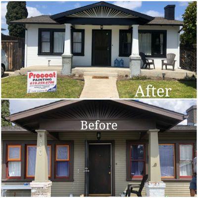 Exterior before and after