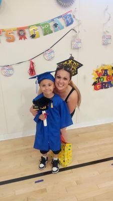 My little one at his graduation ceremony where he's ready for kindergarten thanks to my school he's very smart