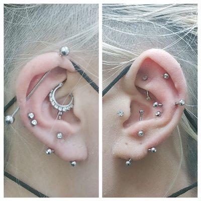 9 Needle Piercings in one sitting. Store record.