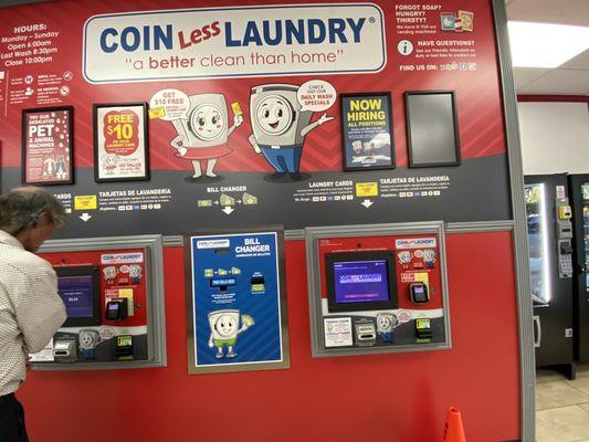 Self serve kiosk for the laundry card