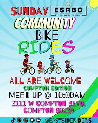 New Bi-Weekly bike rides from our Compton Location on Sunday mornings.