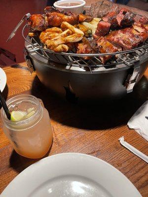 Pitmaster Selection. (Chicken wings, Potato Wedges, sausage, steak, chicken, ribs, grilled onions and peppers