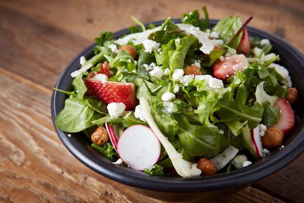 Fresh seasonal strawberry and fennel salad.