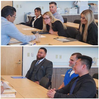 Radiologic technologist students work on their interview skills with interviewers.