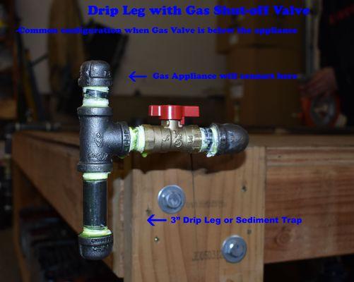 Common Drip Leg or Sediment Trap configuration. Any constantly operating Gas Appliances require Drip Leg by Code