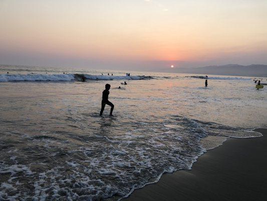 Skim boarding with new wetsuit- all from Jack's!