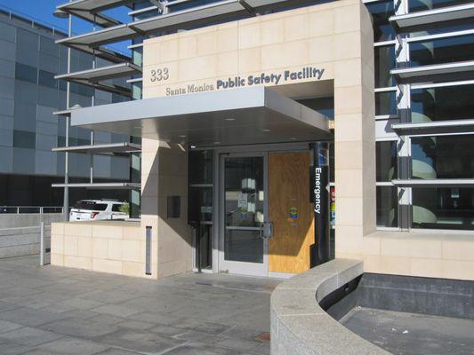 The front door to the Santa Monica Police Station.