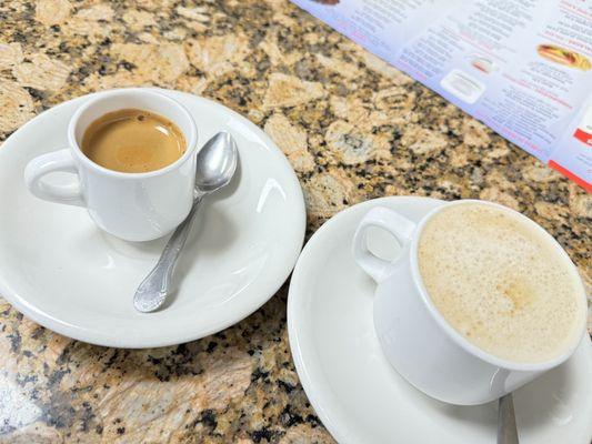 Cuban espresso and cafe with milk.