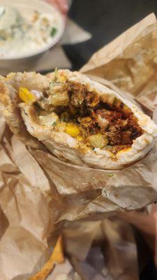 Hot honey chicken and lamb wrap