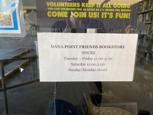 Bookstore Hours