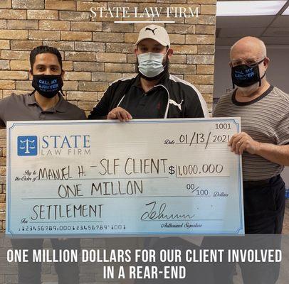 ONE MILLION!! For our client involved in a rear end