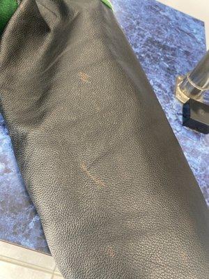 Damage on leather sleeves