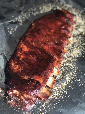 Slow Smoked "Wet" ( or sauced)  St Louis Cut Pork Ribs