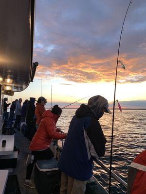 On the way to anchoring point. Beautiful sunset view as we moved