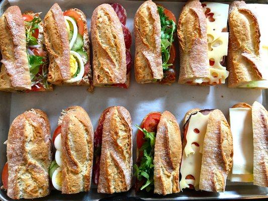 Sandwiches on fresh-baked French baguette